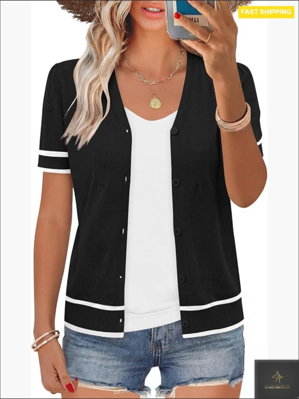 Cropped V-Neck Cardigan Lightweight Knit Shrug Summer Business Casual Top